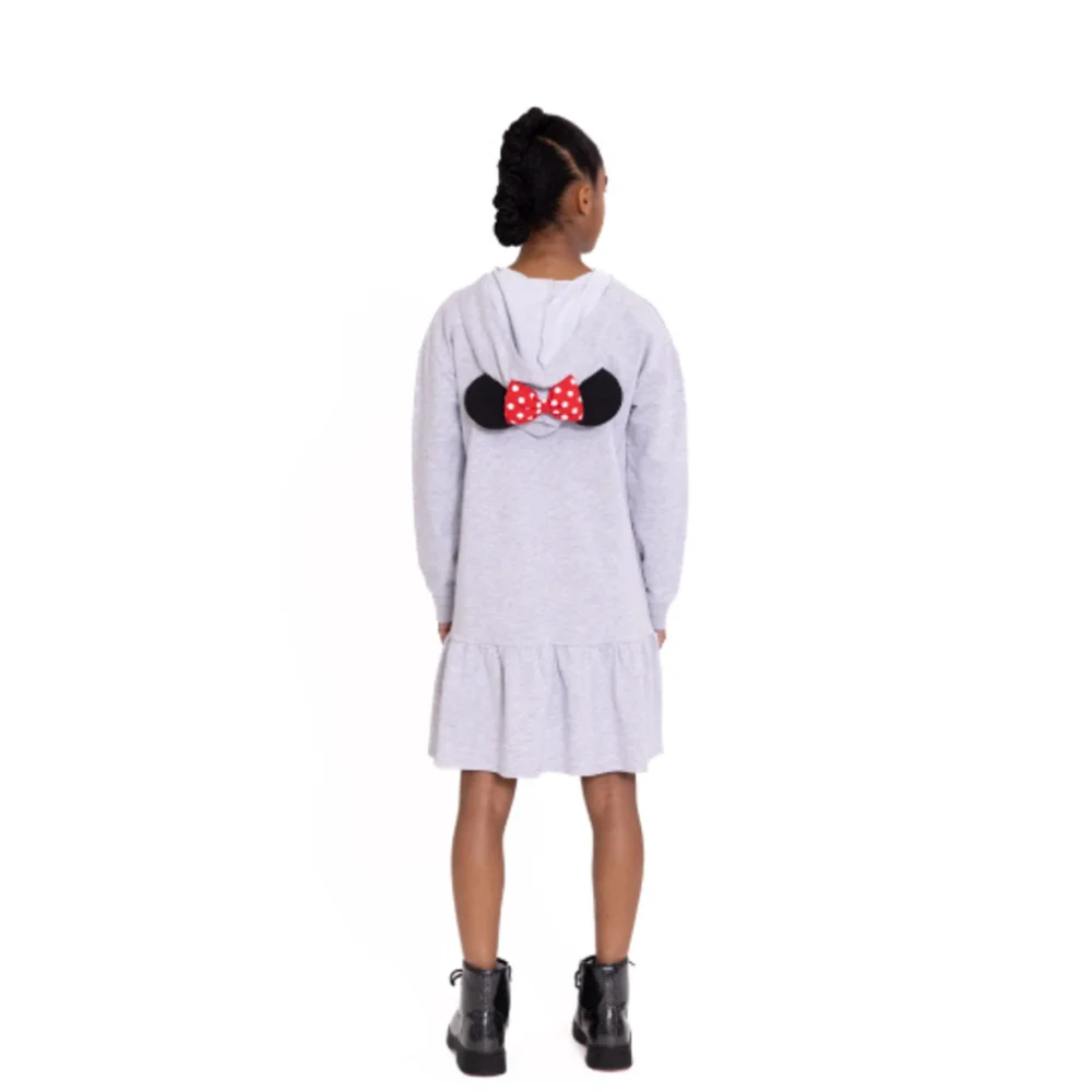 Disney Minnie Mouse Dress Girls S 6 Gray Hooded Long Sleeve Graphic Cosplay NWT